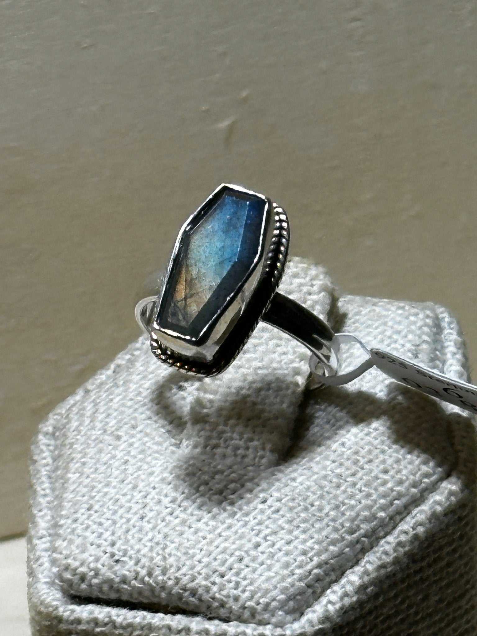 Labradorite Coffin Ring 6 (03.8032) - Sacred Crystals Rings