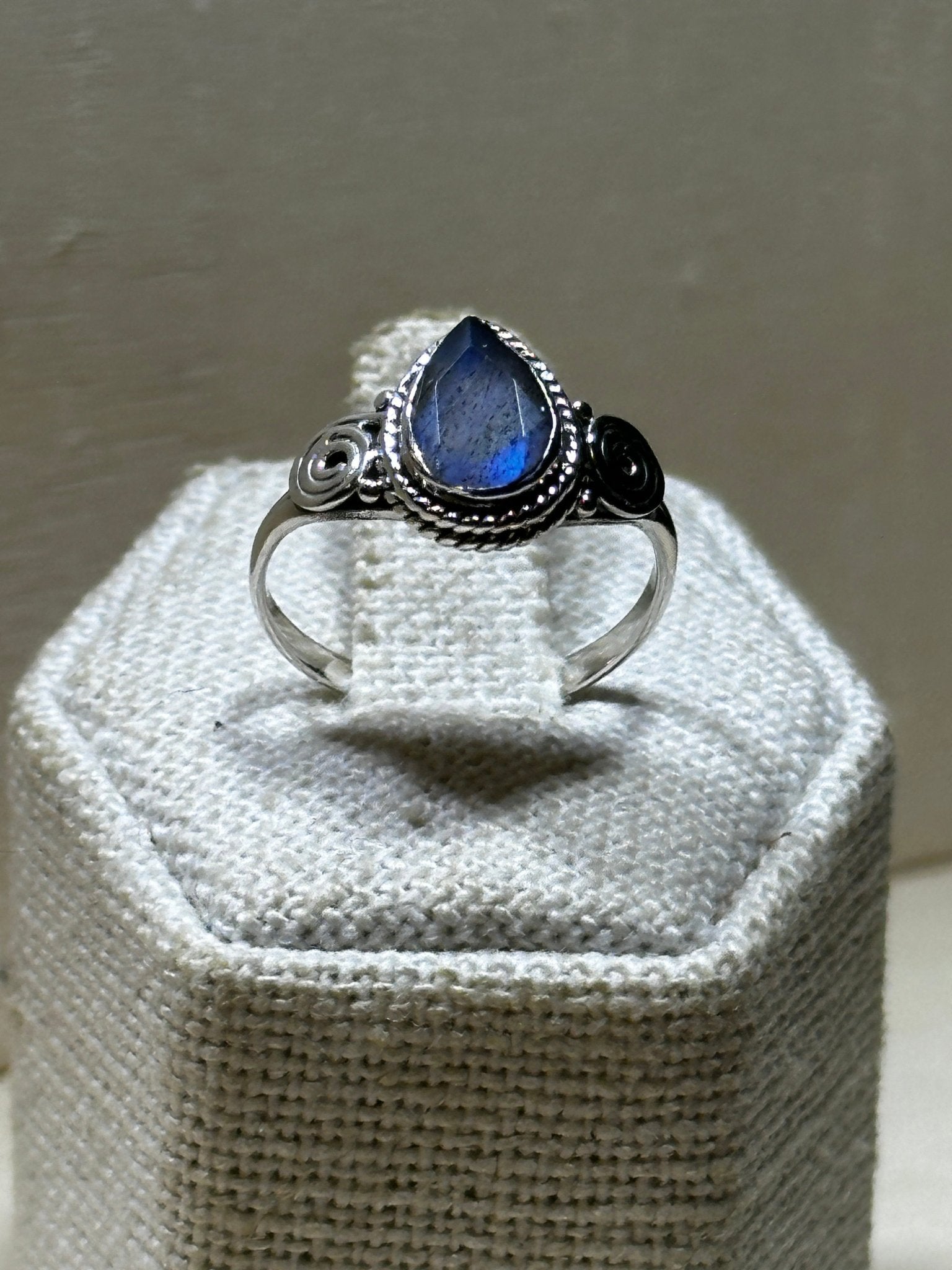 Labradorite Faceted Tear Dainty Ring - Sacred Crystals Rings