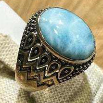 Larimar Ring Size 13 - "Sea Drops" - Sacred Crystals Rings