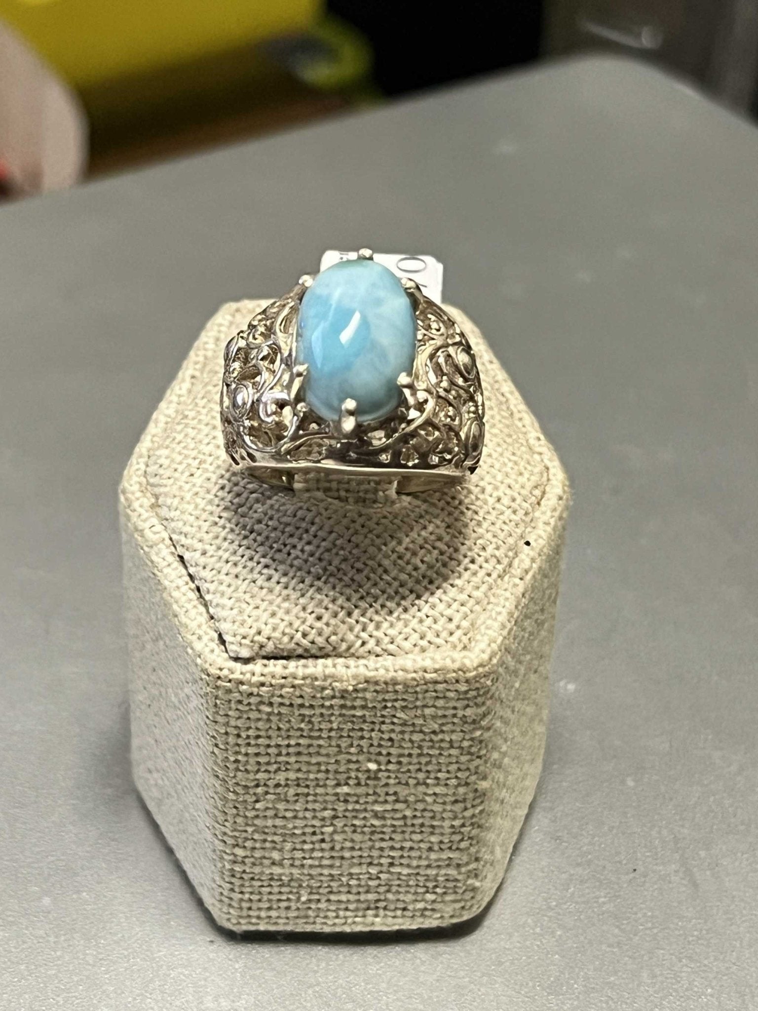 Larimar Ring Size 7 - "Caribbean Queen" - Sacred Crystals Rings