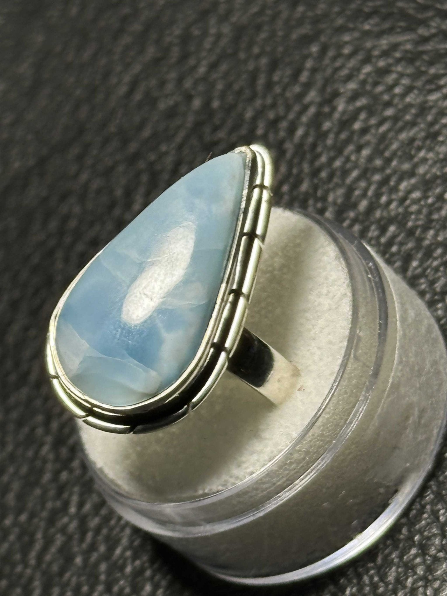 Larimar Ring Size 8 - &quot;Sea Drops&quot; - Sacred Crystals Rings