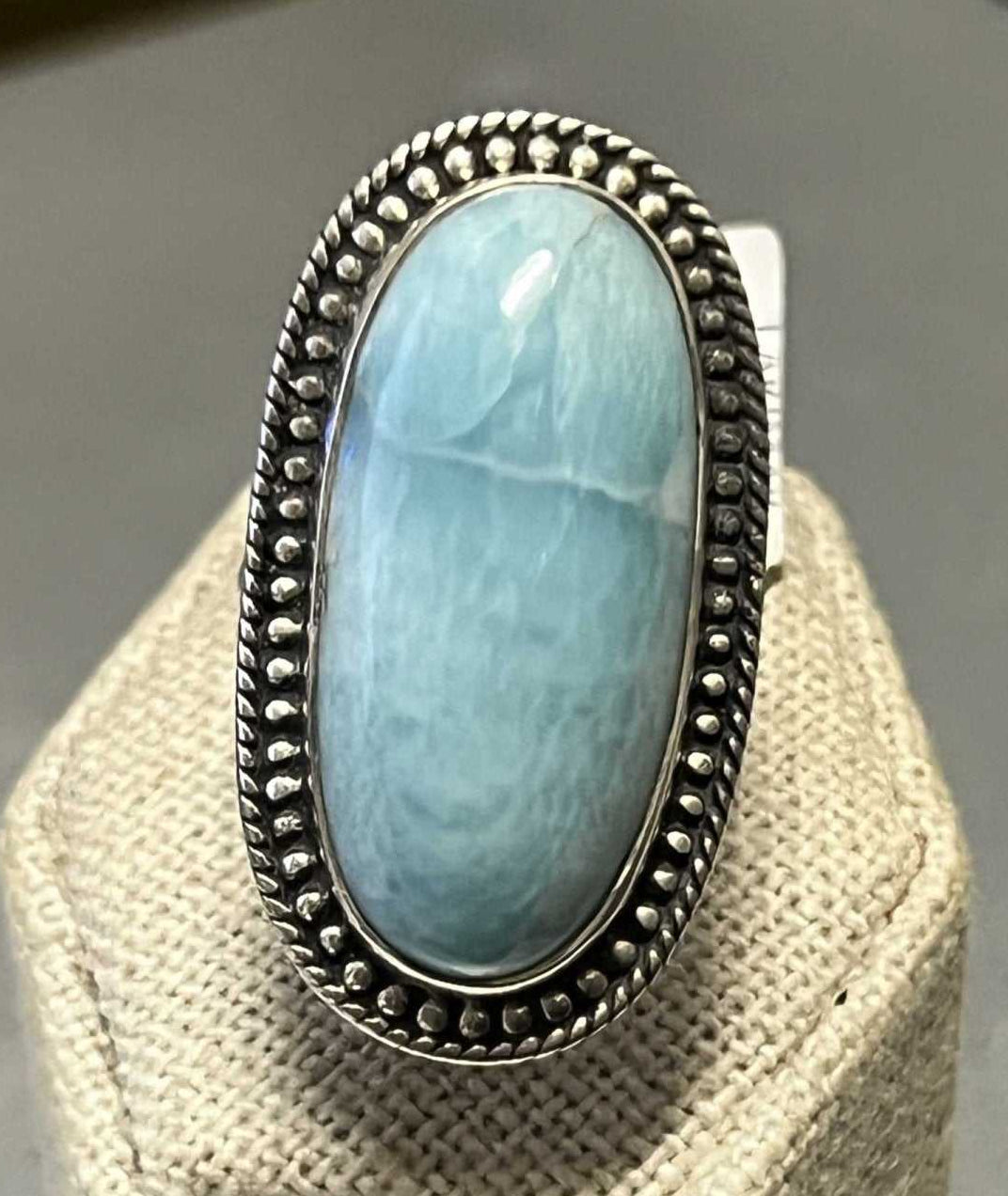 Larimar Ring Size 8 - "Shield of the Sea" - Sacred Crystals Rings
