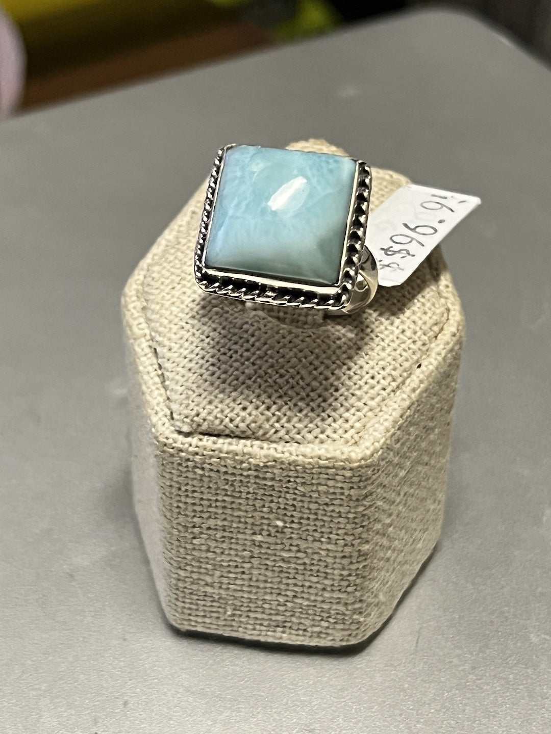 Larimar Ring Size 9 - "Ocean Squared" - Sacred Crystals Rings