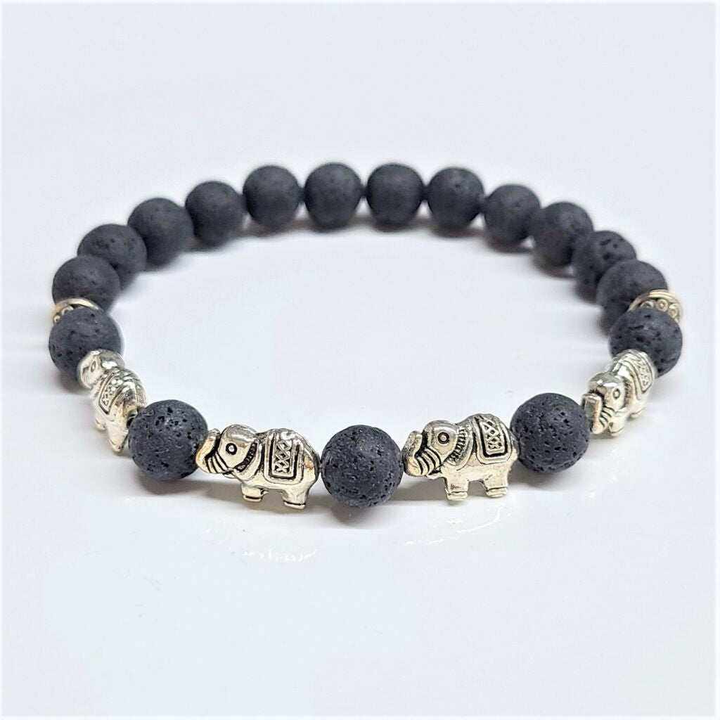 Lava Elephant Bracelet - 8mm - Sacred Crystals Bracelets