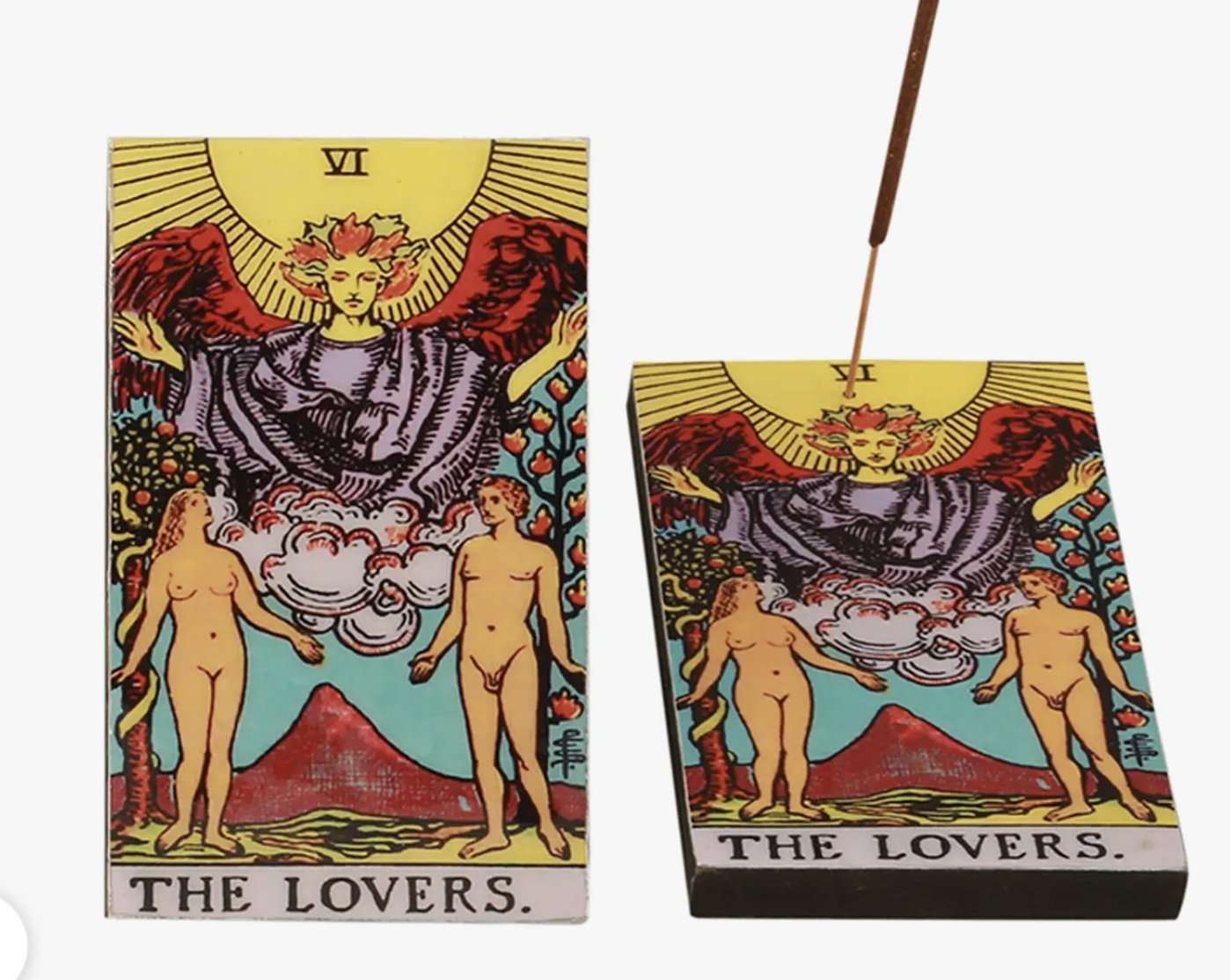 Lovers Tarot Wooden Ash Catcher 3x5" - Sacred Crystals Incense Burners