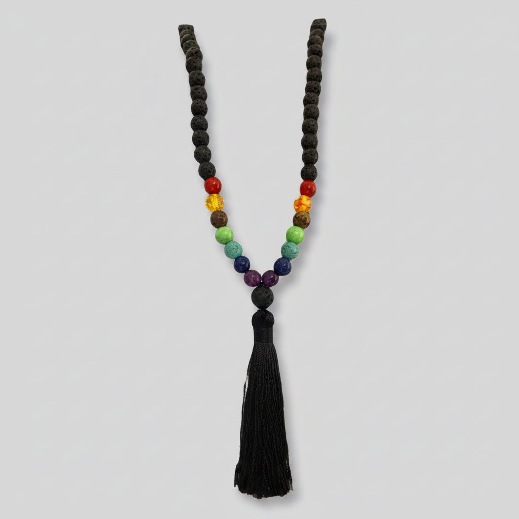 Mala Necklace: Chakra + Lava - Sacred Crystals Chains and Necklaces