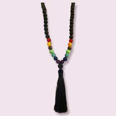 Mala Necklace: Chakra + Lava - Sacred Crystals Chains and Necklaces