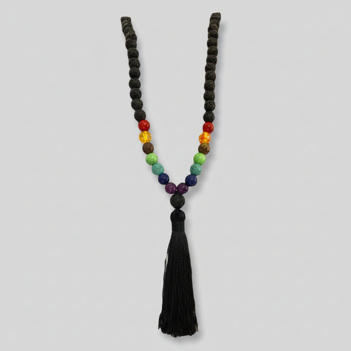 Mala Necklace: Chakra + Lava - Sacred Crystals Chains and Necklaces