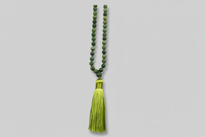 Nephrite Jade 108 Beads Tassel Mala Necklace for Meditation and Spirituality