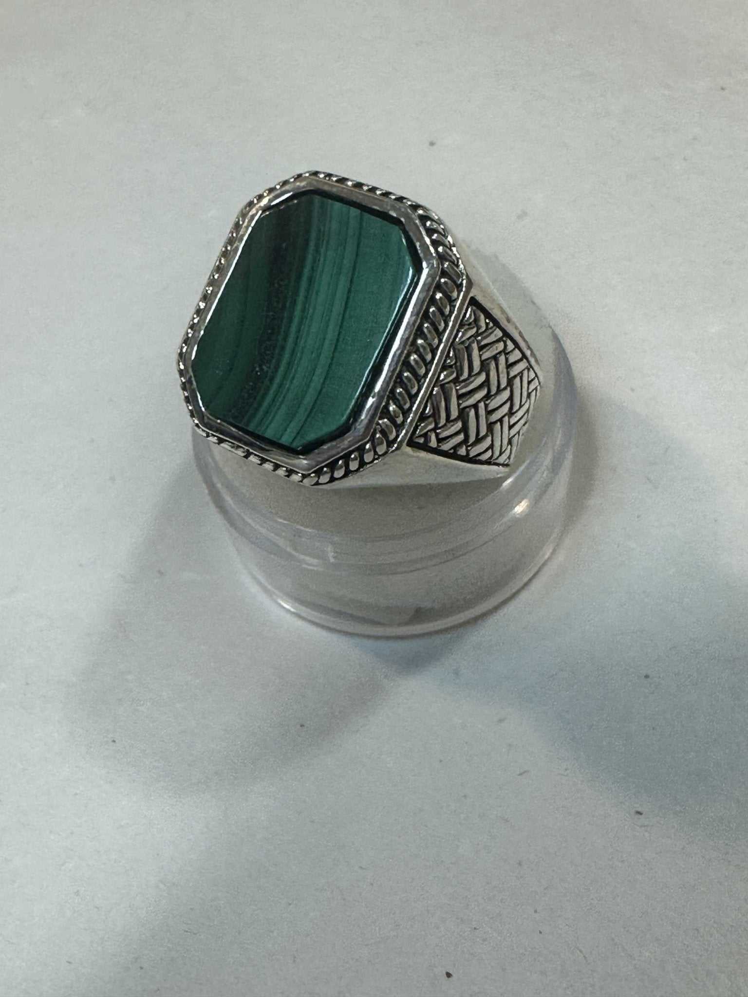 Malachite Ring Size 11 - "Celtic Weave" - Sacred Crystals Rings