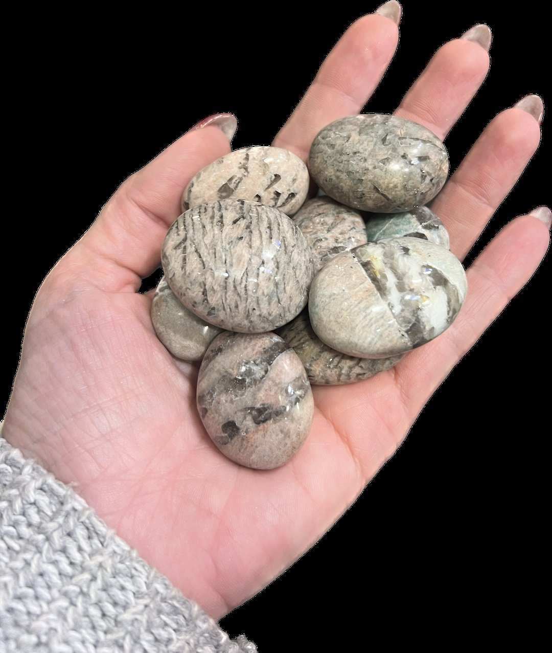 Moonstone/Garnierite Tumbles - Sacred Crystals Crystals