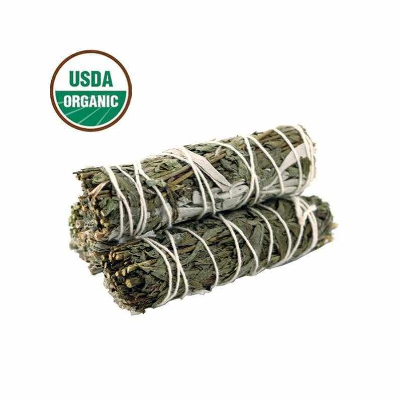 Mugwort and White Sage Organic Smudge Sticks 4" - Sacred Crystals Smudge Sticks