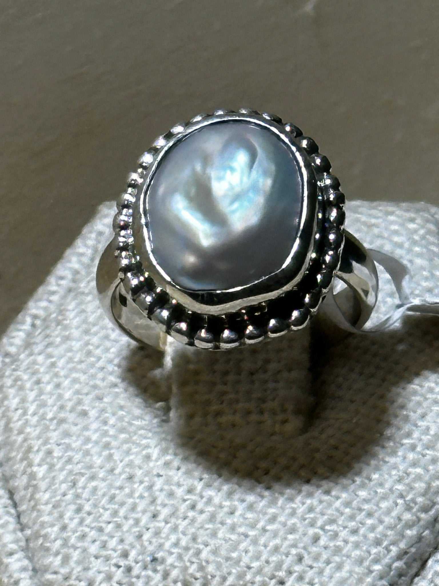 Natural White Pearl Ring Size 6 (06.7034) - Sacred Crystals Rings