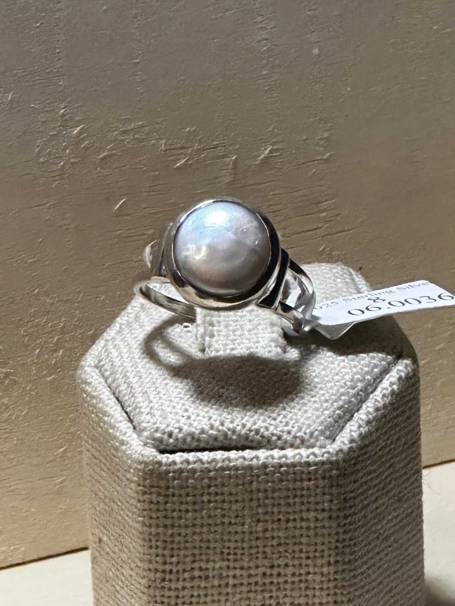 Natural White Pearl Ring Size 8 (06.0036) - Sacred Crystals Rings