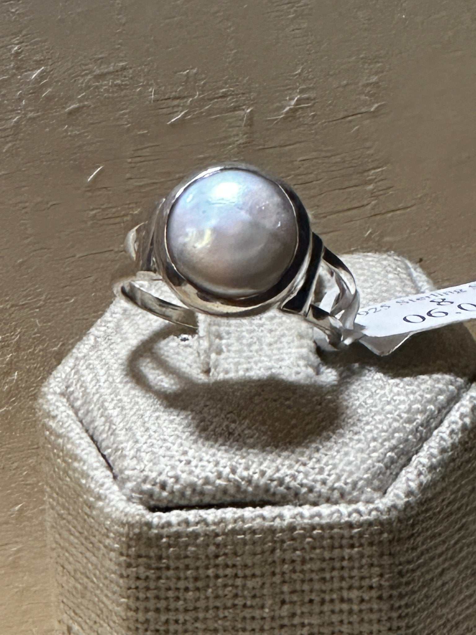 Natural White Pearl Ring Size 8 (06.0036) - Sacred Crystals Rings