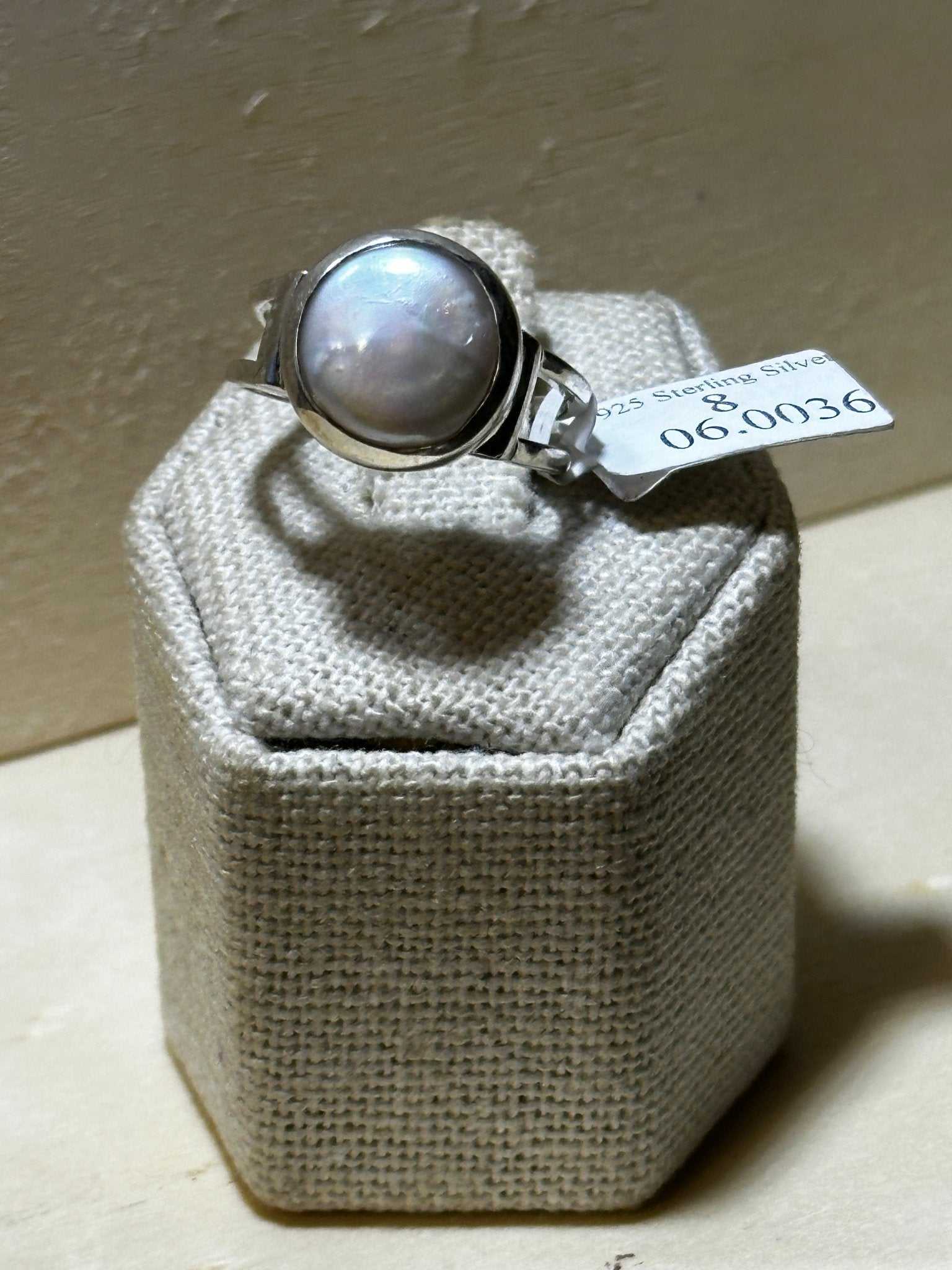 Natural White Pearl Ring Size 8 (06.0036) - Sacred Crystals Rings