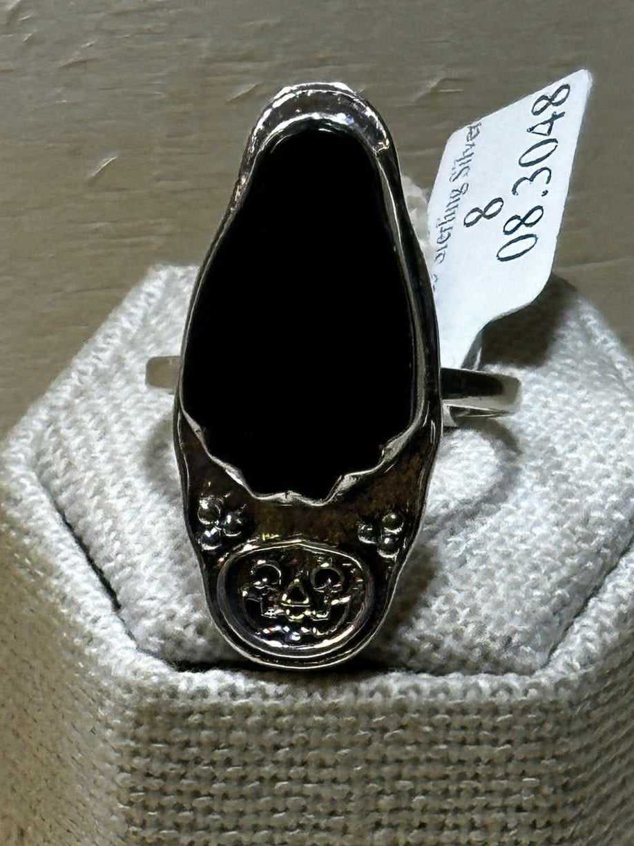 Onyx Ghost Ring Size 8 (08.3048) - Sacred Crystals Rings
