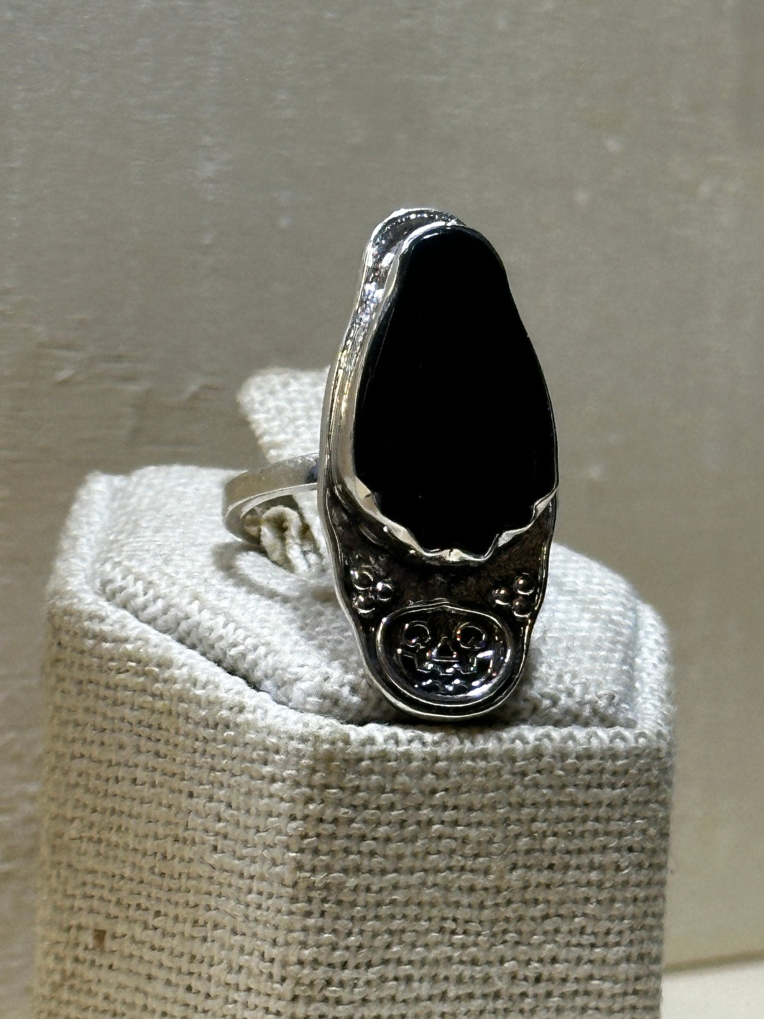 Onyx Ghost Ring Size 8 (08.3048) - Sacred Crystals Rings