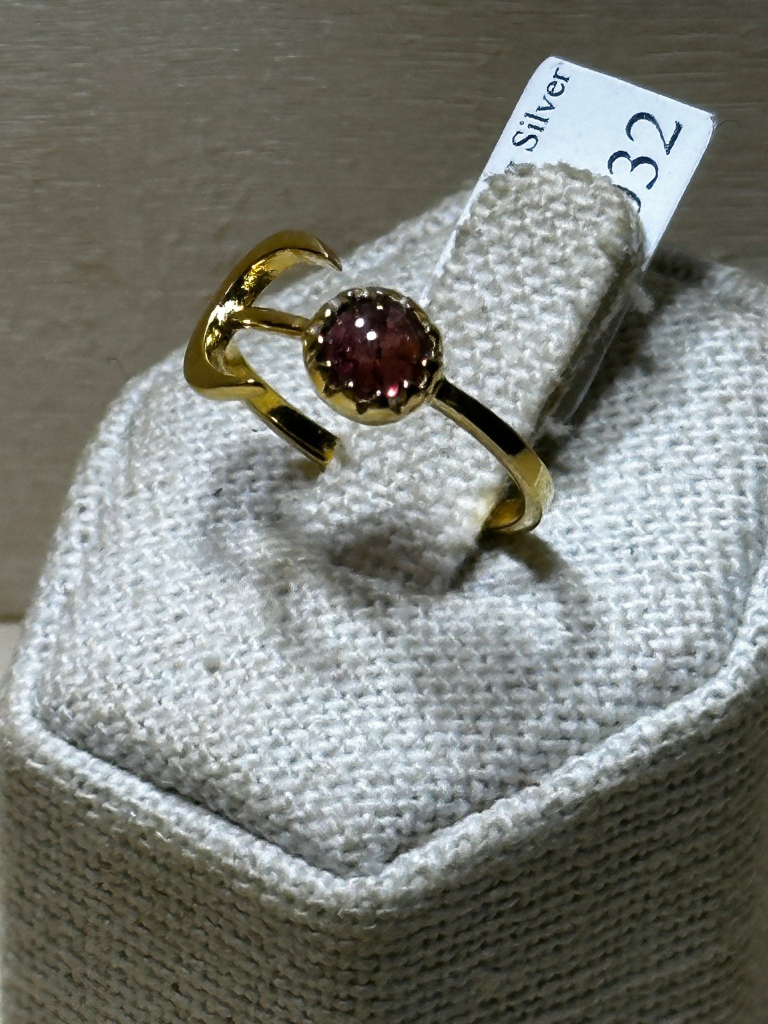 Pink Tourmaline Moon Ring Size 6 (03.9032) - Sacred Crystals Rings