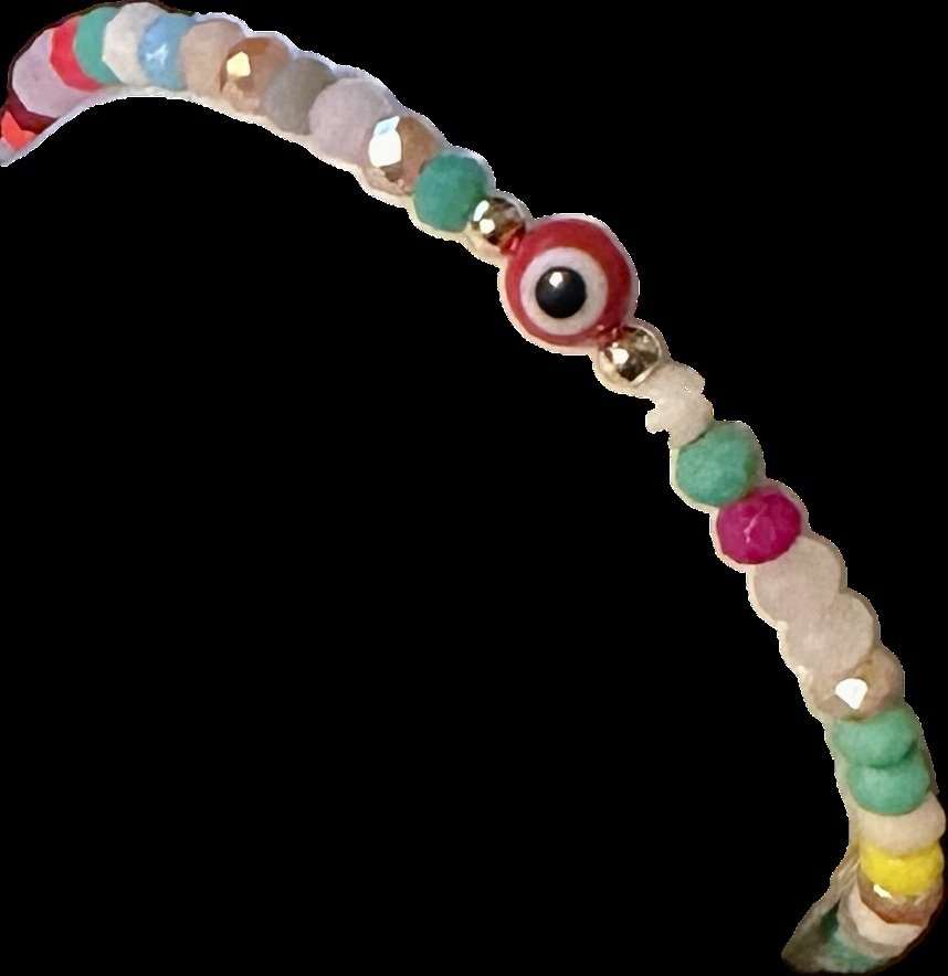 Protection Bracelet- Red String Evil Eye w/Faceted Beads - Sacred Crystals Bracelets