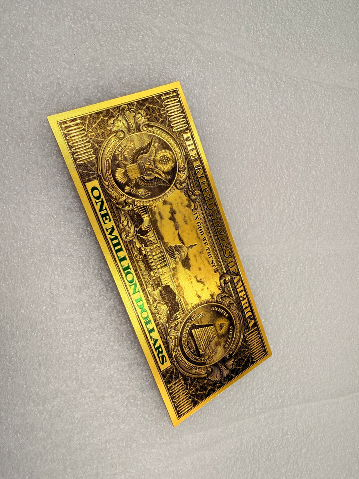 Gold foil one million dollar bill, back