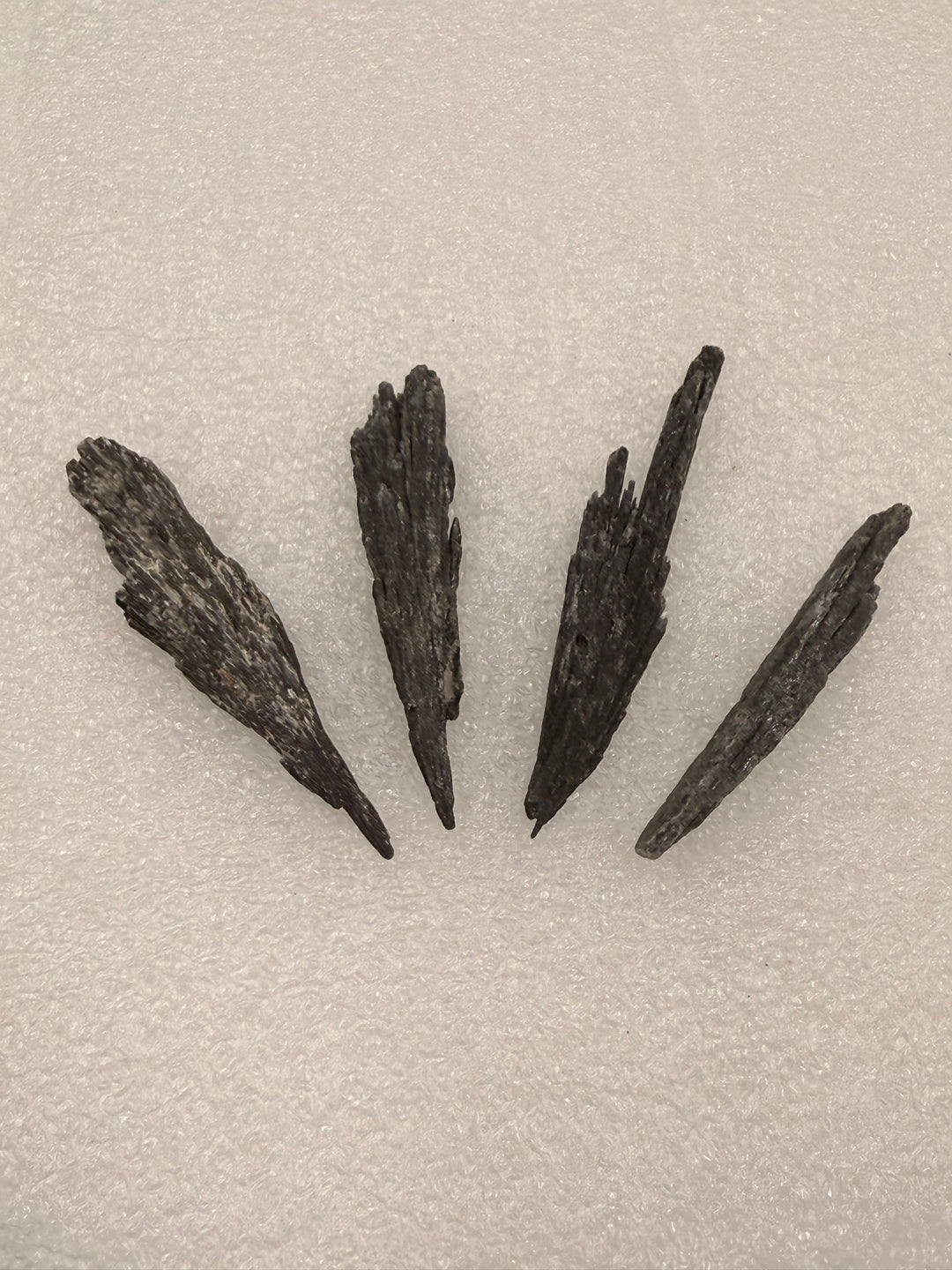 Black kyanite blades fanned out, group of five