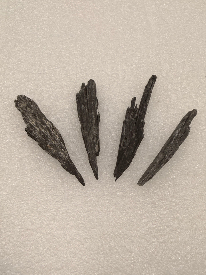 Black kyanite blades fanned out, group of five
