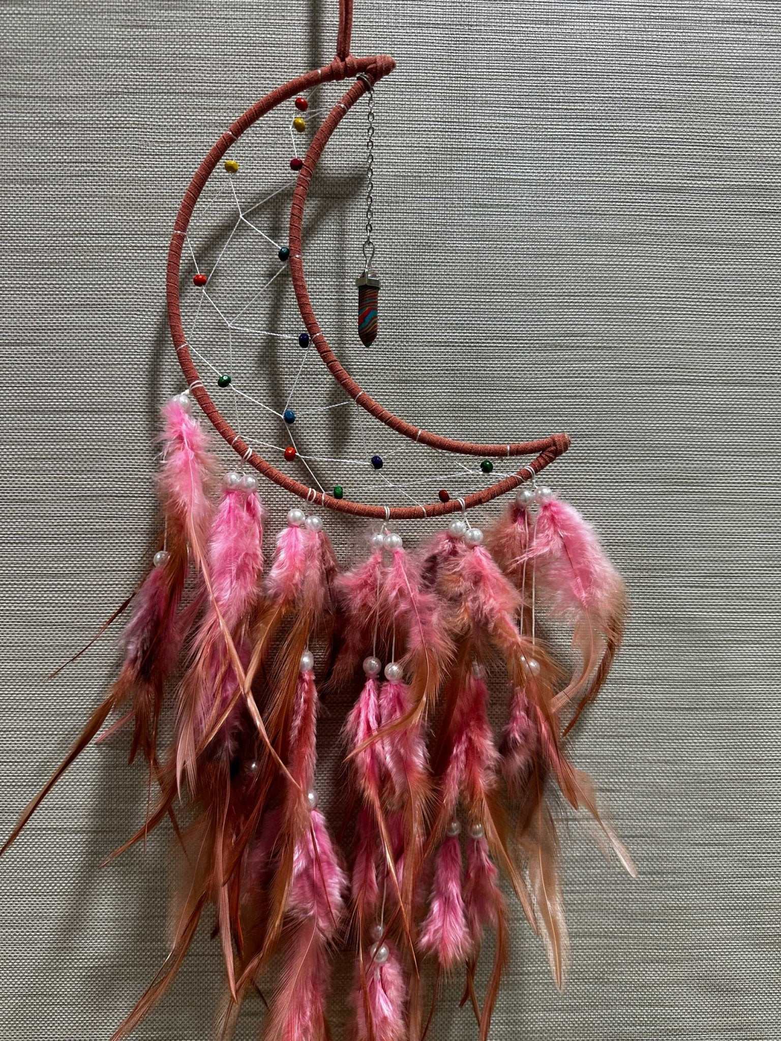 Radiant Harmony Dreamcatcher with Colorful Pendant - Sacred Crystals Dreamcatchers