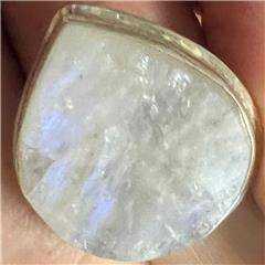 Rainbow Moonstone Ring Size 7 - &quot;Raw Drop&quot; - Sacred Crystals Rings