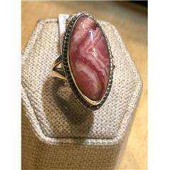 Rhodochrosite Ring Size 6 - "Passion Diamond" - Sacred Crystals Rings