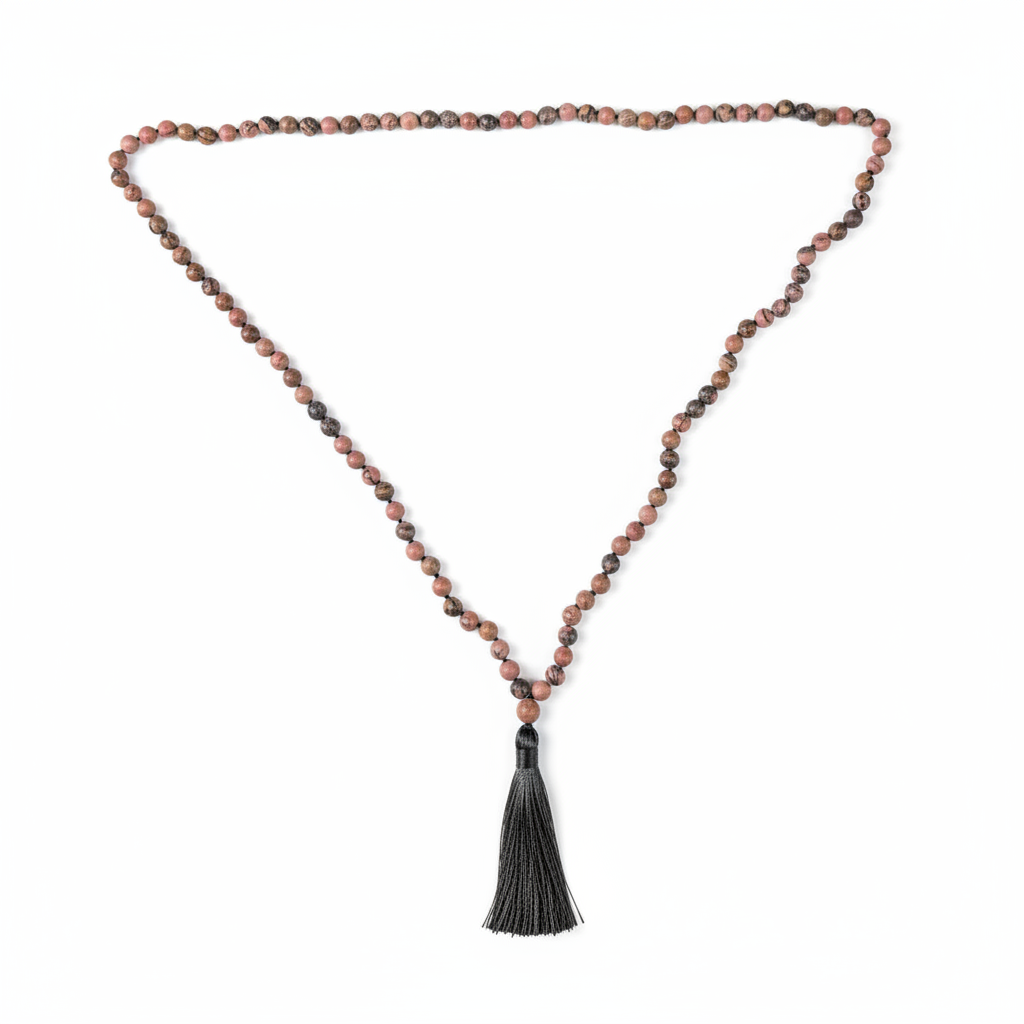 Rhodonite Mala - Flat Lay
