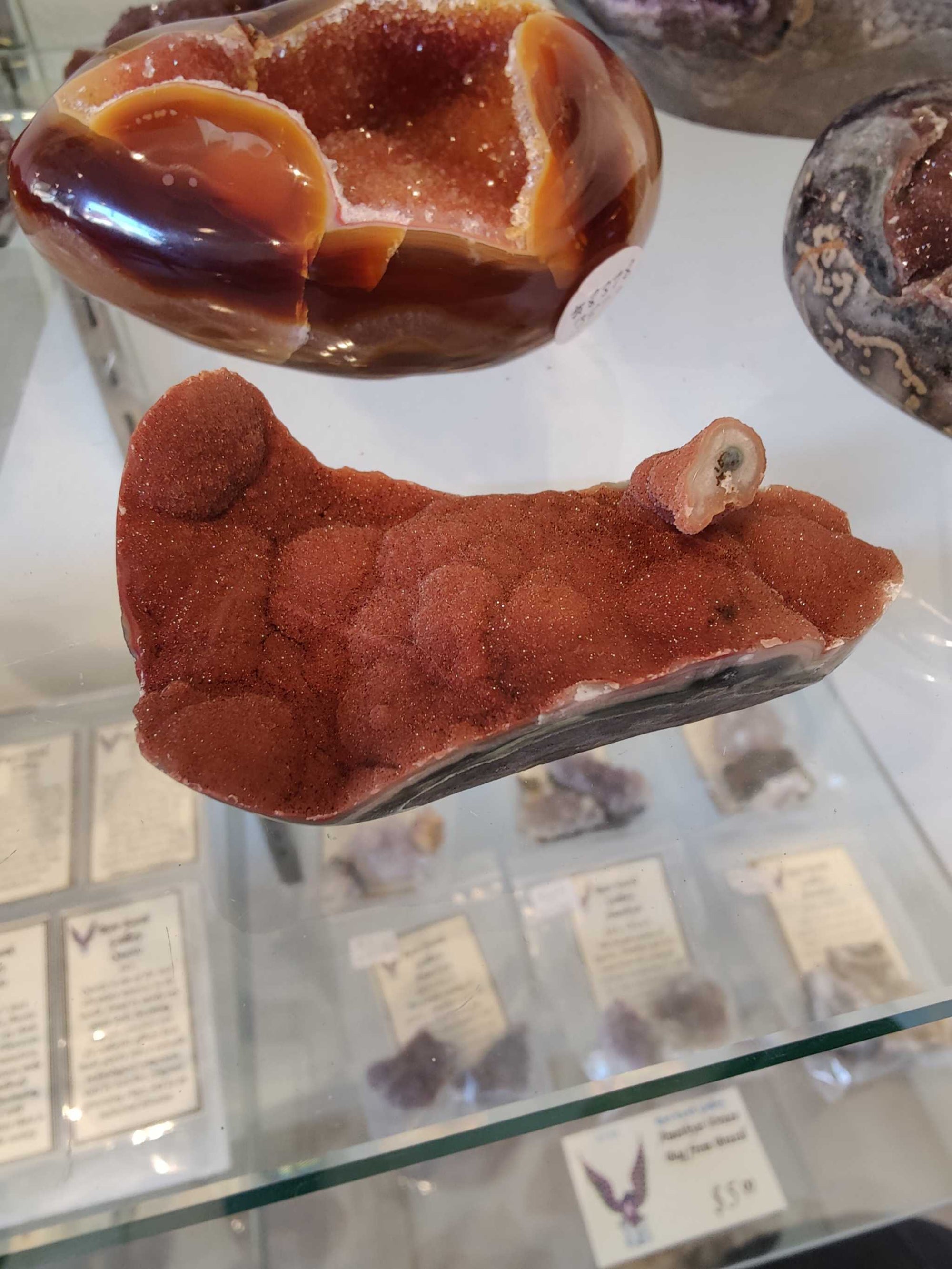 Amethyst Geode with Chalcedony Stalactite Formation Sculpture