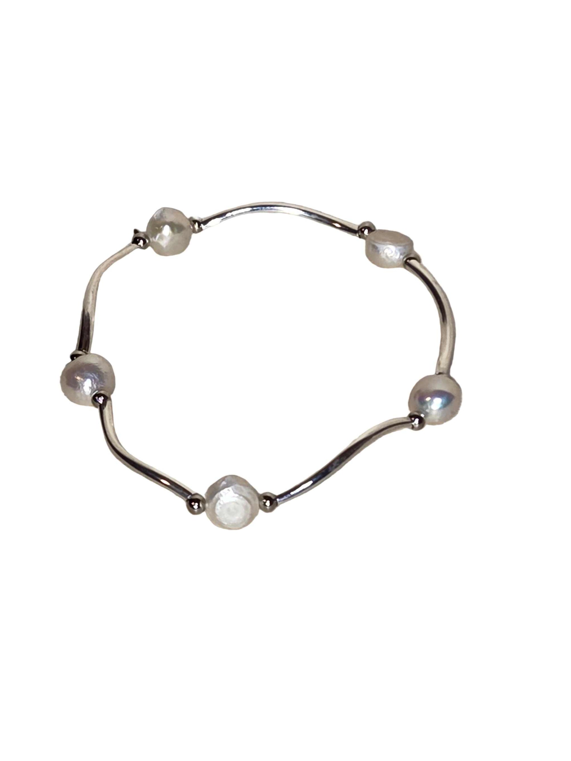 Pearl with Liquid Silver Bracelet