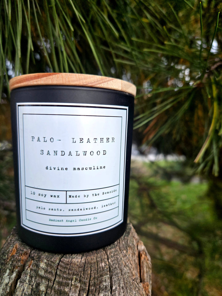 Palo Santo, Sandalwood &amp; Leather Soy Candle