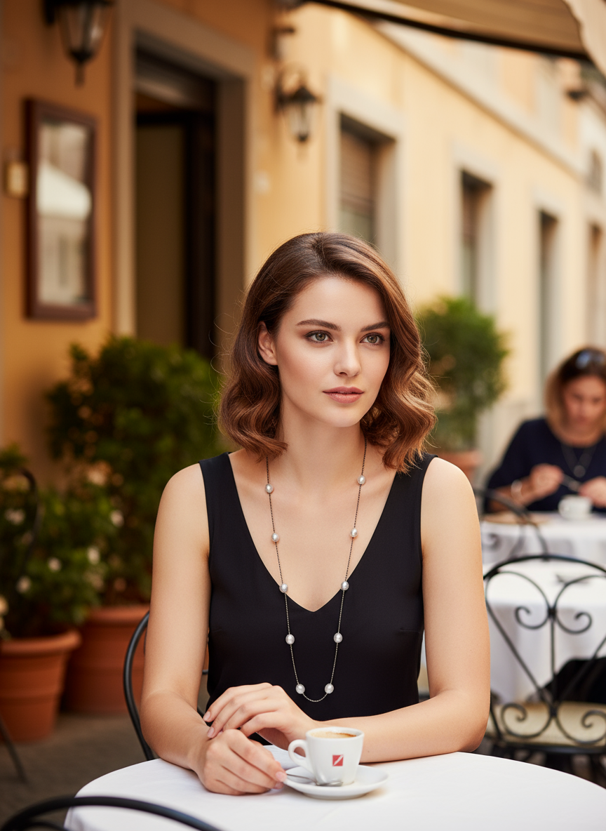 Pearl necklace on a white background