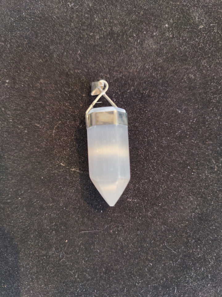 Selenite Pendant in Sterling Silver Clasp