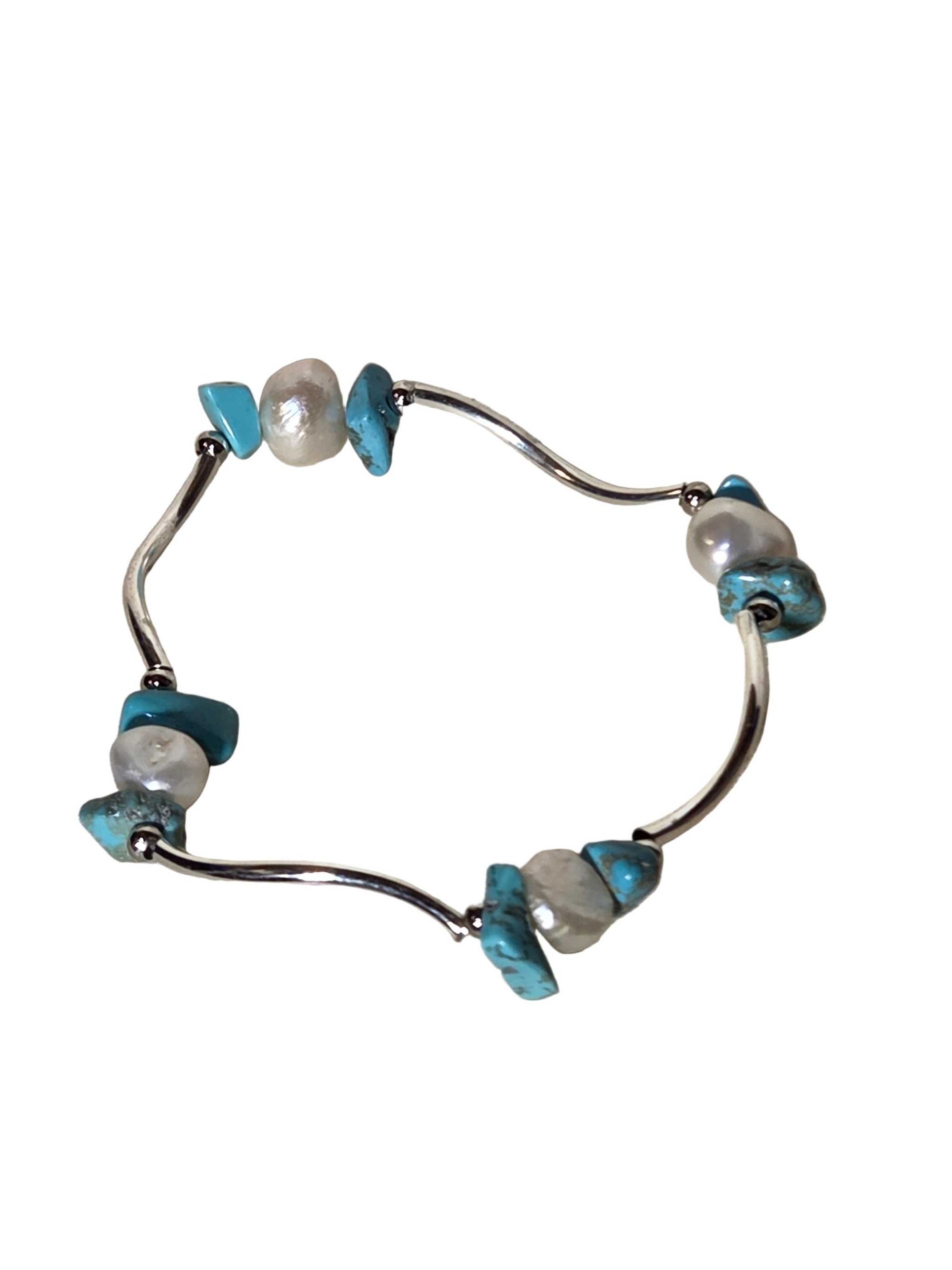 Pearl with Liquid Silver Bracelet