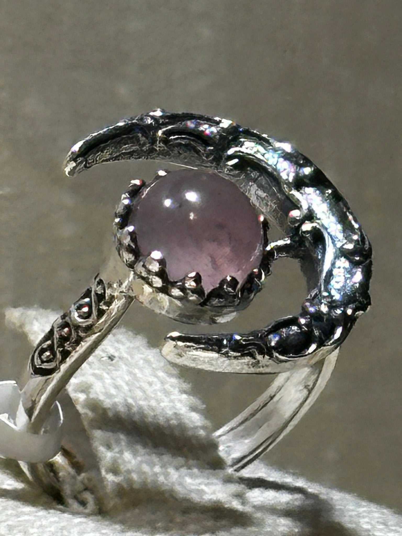 Rose Quartz Moon Ring Size 8 (05.3036) - Sacred Crystals Rings