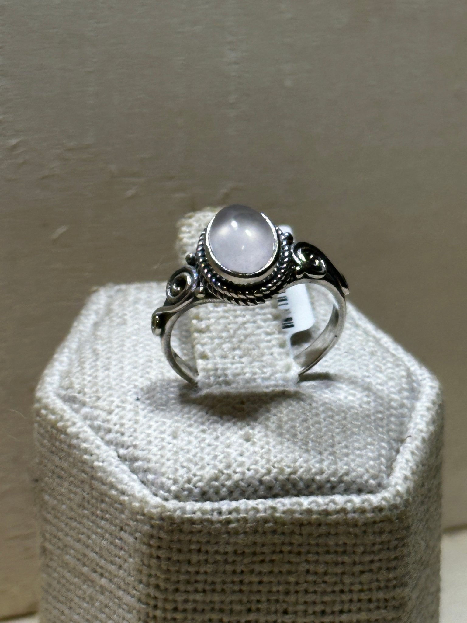 Rose Quartz Oval Dainty Ring Size 5 - Sacred Crystals Rings