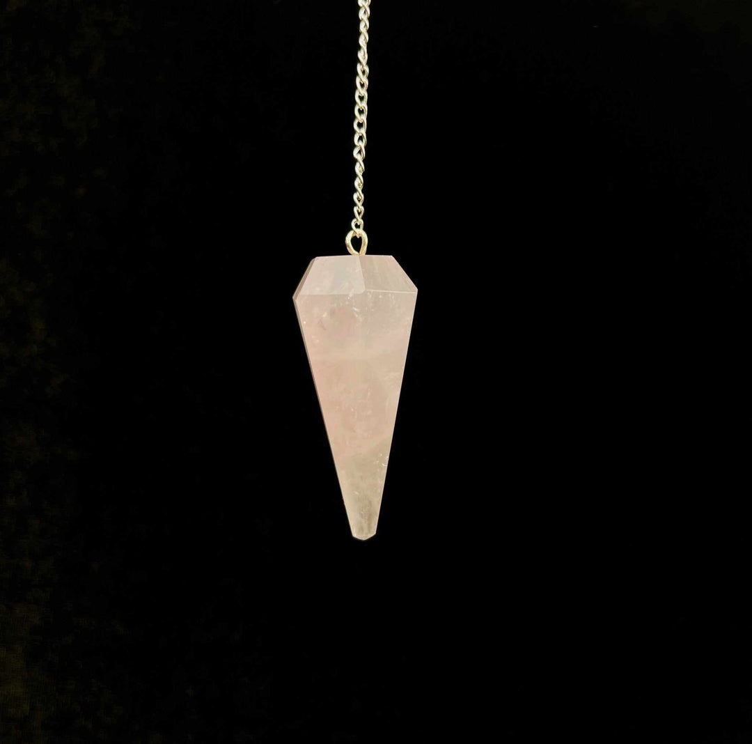 Rose Quartz Pendulum 6 sided point - Sacred Crystals Pendulums