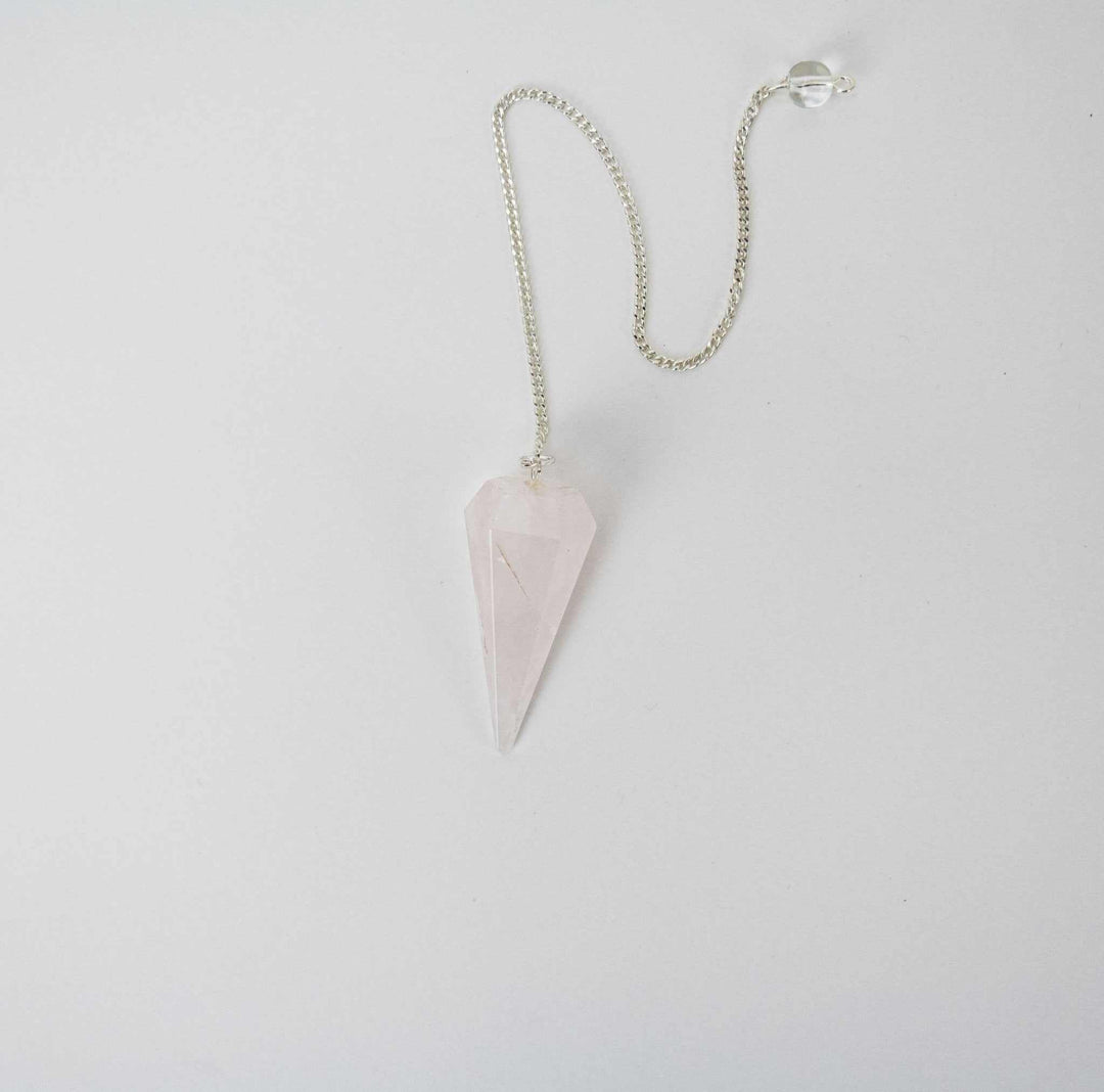 Rose Quartz Pendulum 6 sided point - Sacred Crystals Pendulums