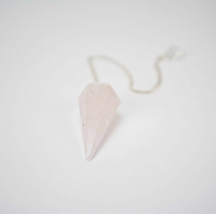 Rose Quartz Pendulum 6 sided point - Sacred Crystals Pendulums