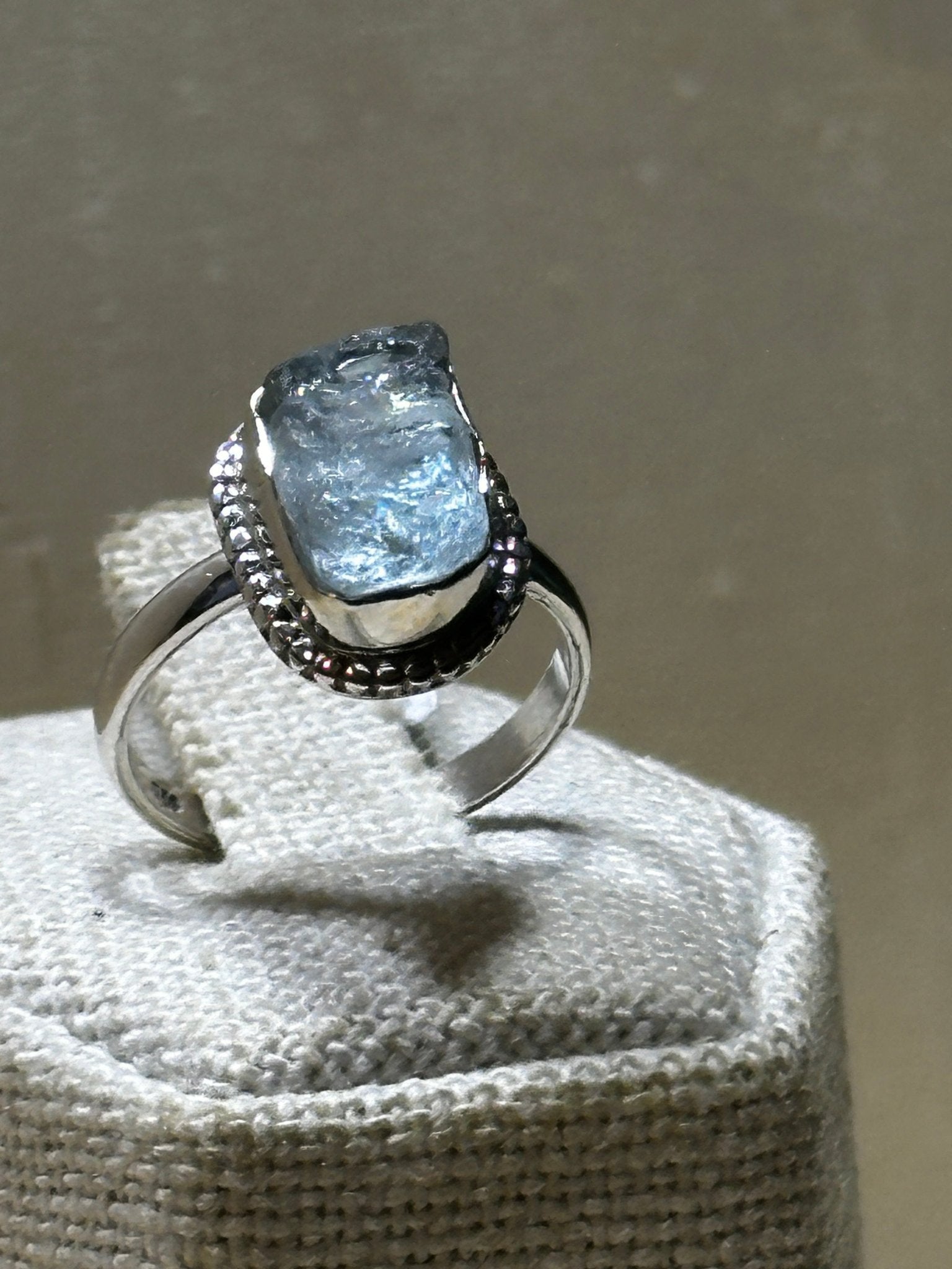 Rough Aquamarine Ring Size 7 (04.5026) - Sacred Crystals Rings