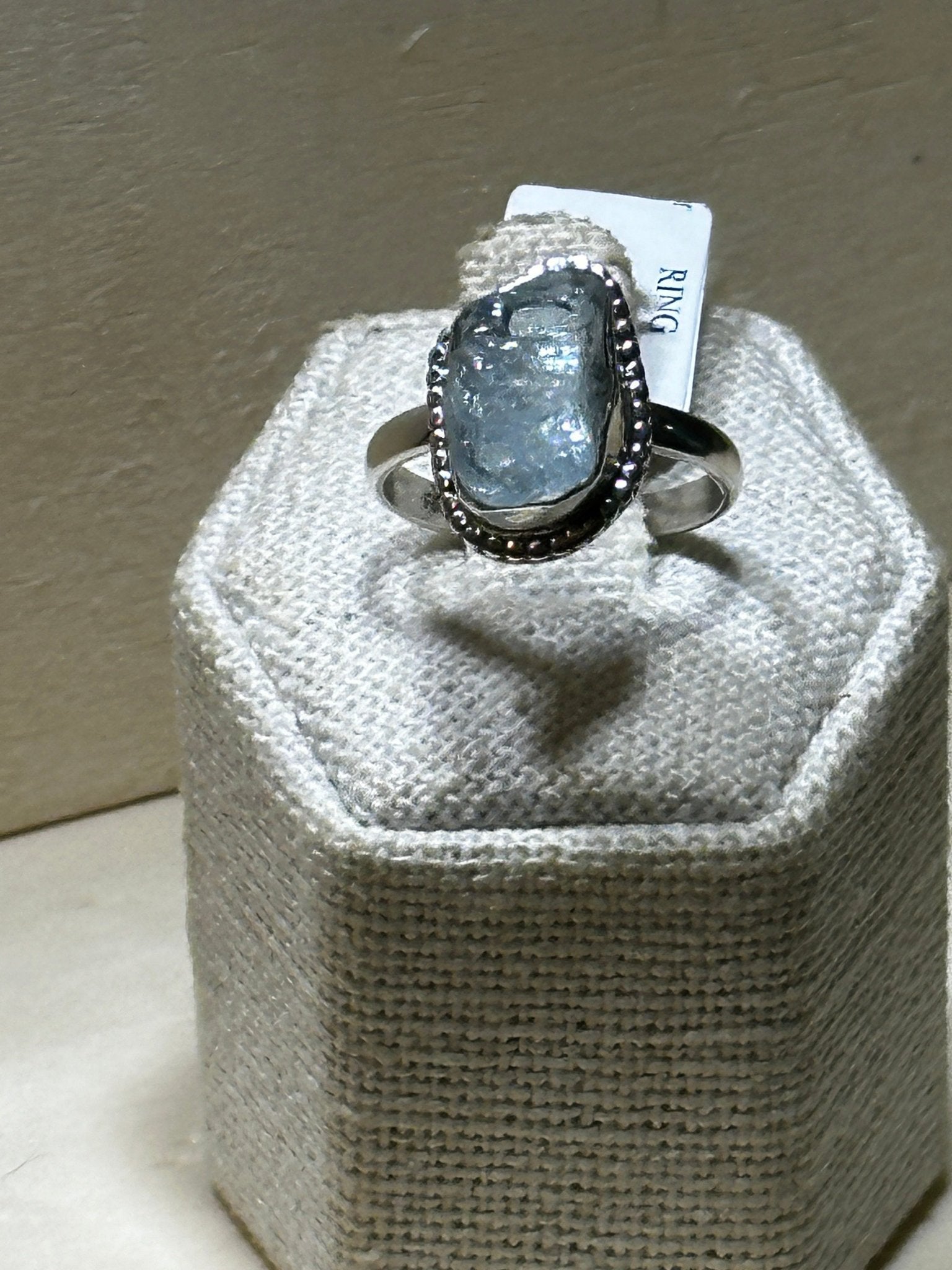 Rough Aquamarine Ring Size 7 (04.5026) - Sacred Crystals Rings