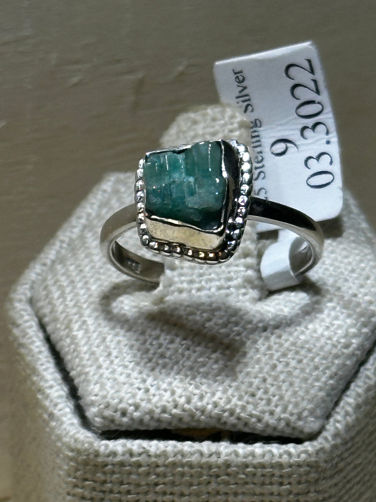 Rough Emerald Ring Size 9 (03.3022) - Sacred Crystals Rings