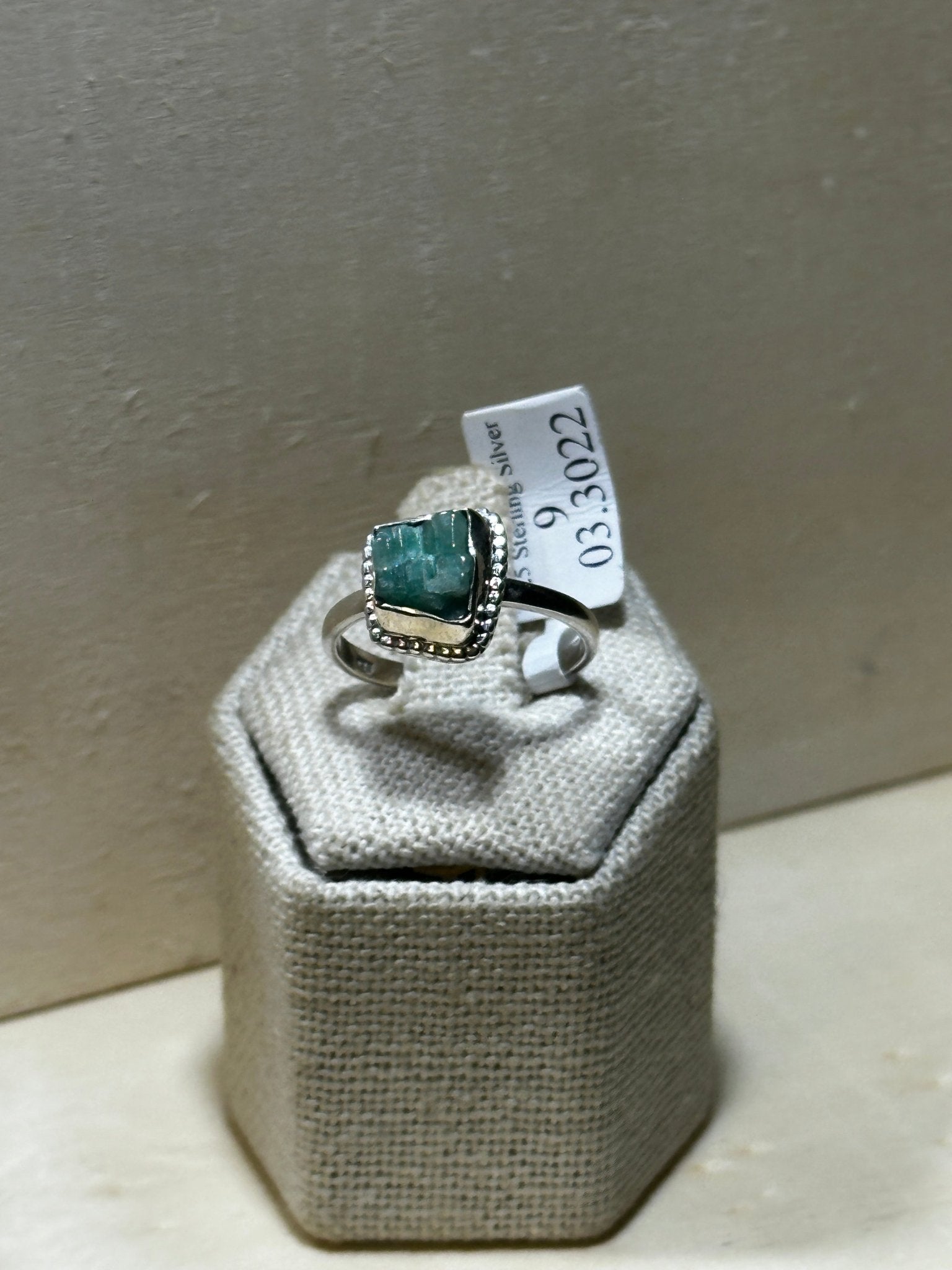 Rough Emerald Ring Size 9 (03.3022) - Sacred Crystals Rings