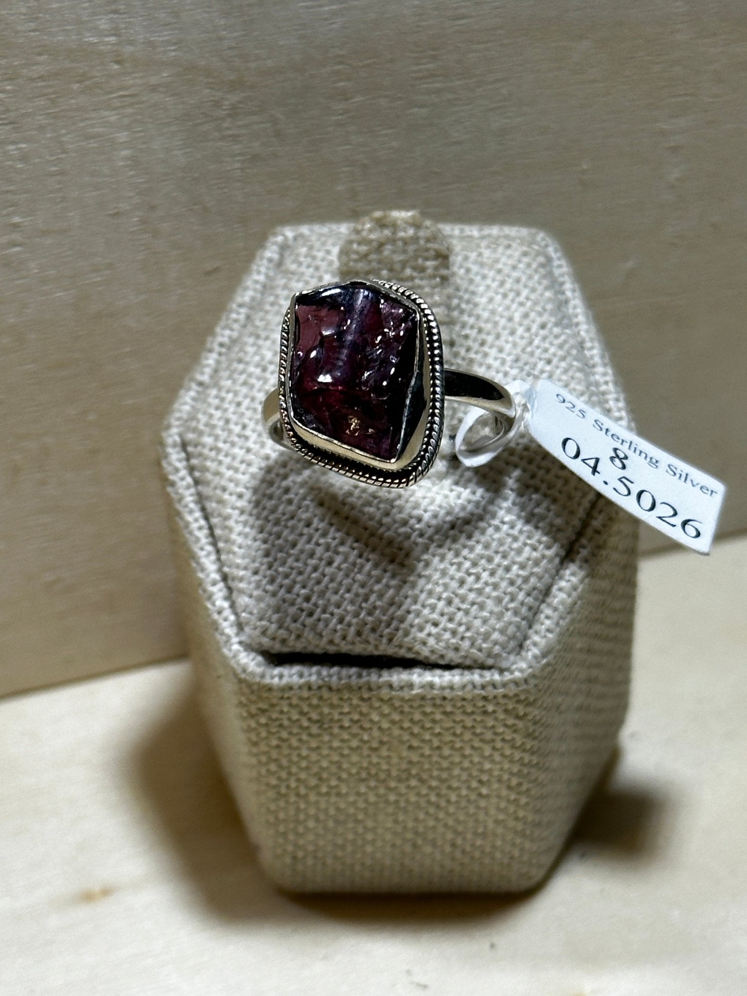 Rough Garnet Ring Size 8 (04.5026) - Sacred Crystals Rings