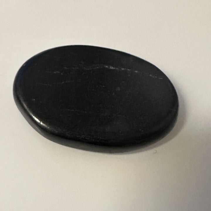 Russian Shungite Flat Palm Stone - Sacred Crystals Tumbled Stones