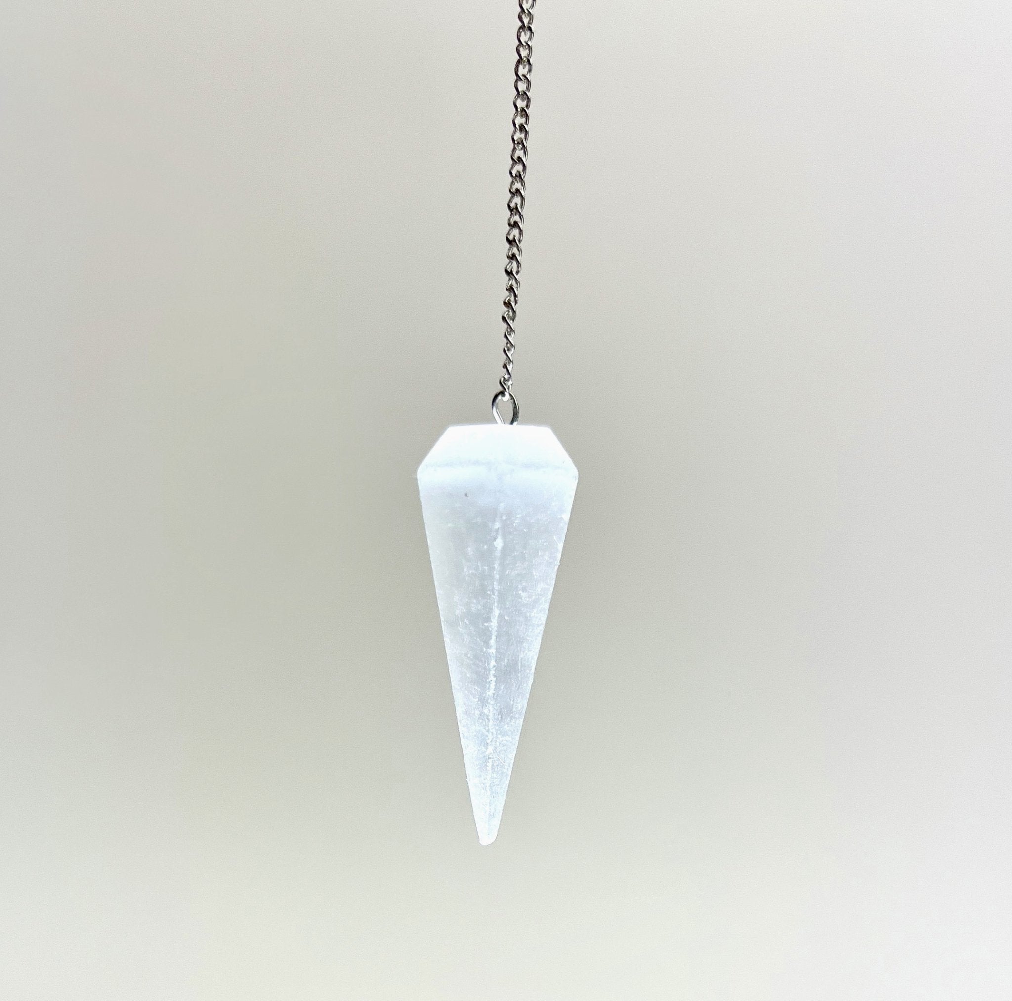 Selenite Pendulum 6 sided point - Sacred Crystals Pendulums