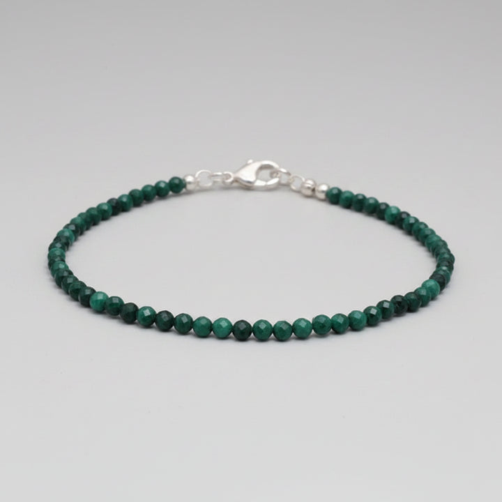 2mm Faceted Natural Malachite Anklet Stainless Steel Clasp - Heart Centered Abundance
